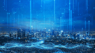 蓝色粒子科技城市背景GIF动态图